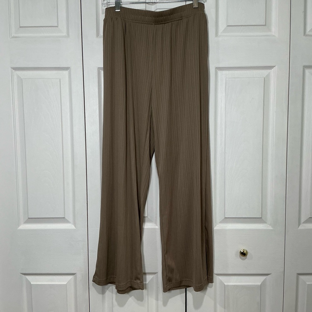 🤎 Modern Works Tan Beige Pull On Ribbed Pants Medium